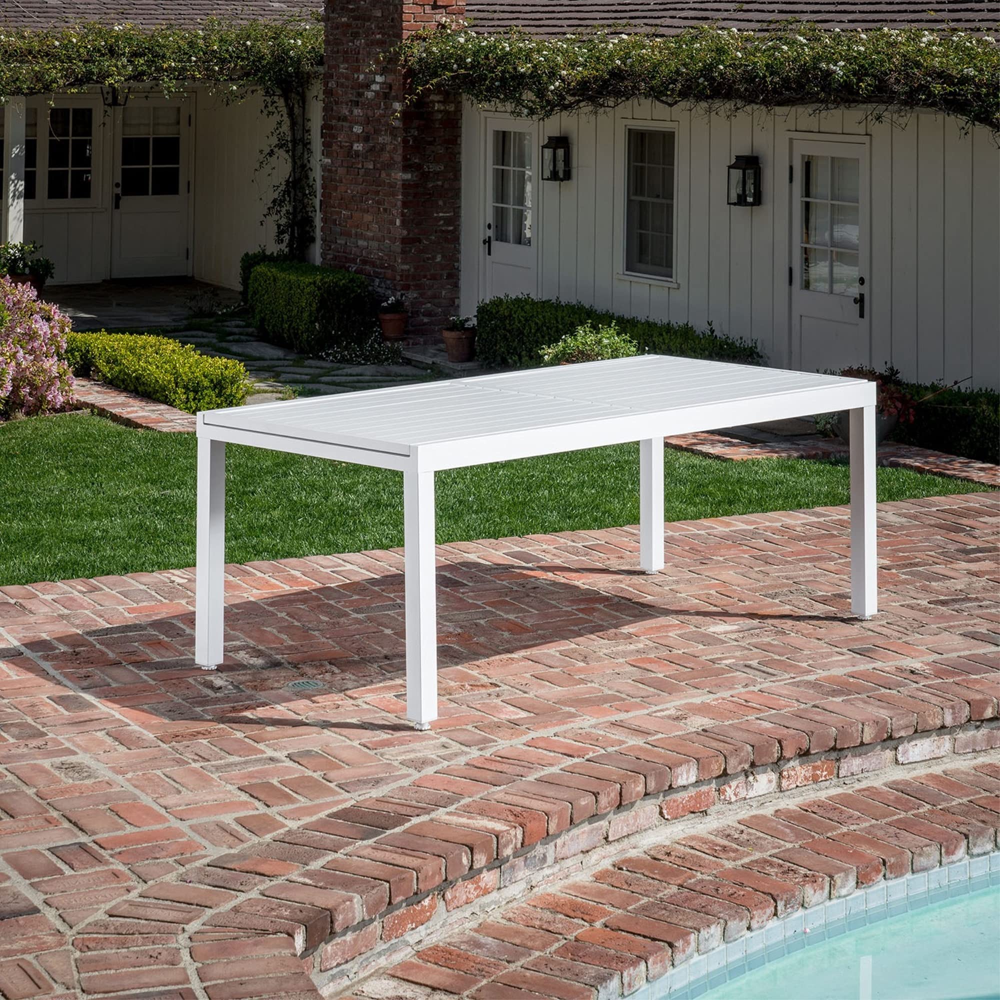 Hanover Del Mar 7-Piece Outdoor Dining Set with 6 Sling Chairs in Gray and a 40" x 118" Expandable Dining Table Hanover Del Mar 7-Piece Outdoor Dining Set with 6 Sling Chairs in Gray and a 40" x 118" Expandable Dining Table