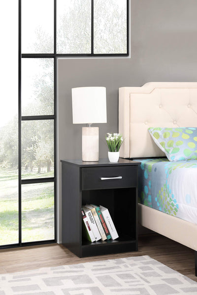 Glory Furniture Lindsey 1 Drawer RTA Nightstand in Black