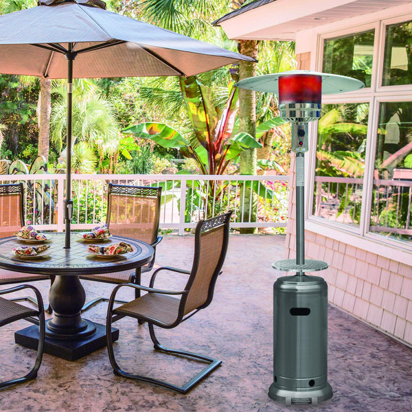 Hanover H003SS-CV 7-Ft. 48,000 BTU Steel Umbrella Propane Patio Heater, Stainless Steel
