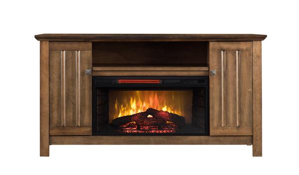 OS Home Model 5542 Infrared Electric Fireplace Media Console with 28 inch Landscape Insert Featuring a 1500 Watt, 5100 BTU Infrared Heater with Push Button LED Readout Remote Control