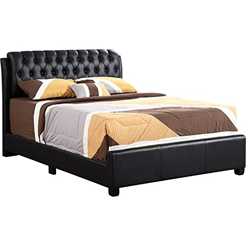Glory Furniture Marilla Faux Leather Upholstered Full Bed in Black