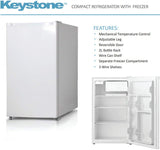 Keystone KSTRC44CW Compact Single-Door Refrigerator with Freezer Section, 4.4 Cubic Feet, White
