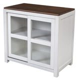 Alpine Furniture Donham Small Wood Display Cabinet in Brown and White