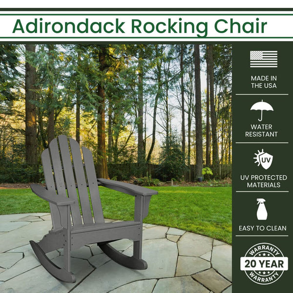 Hanover Grey All-Weather Adirondack Rocking Chair