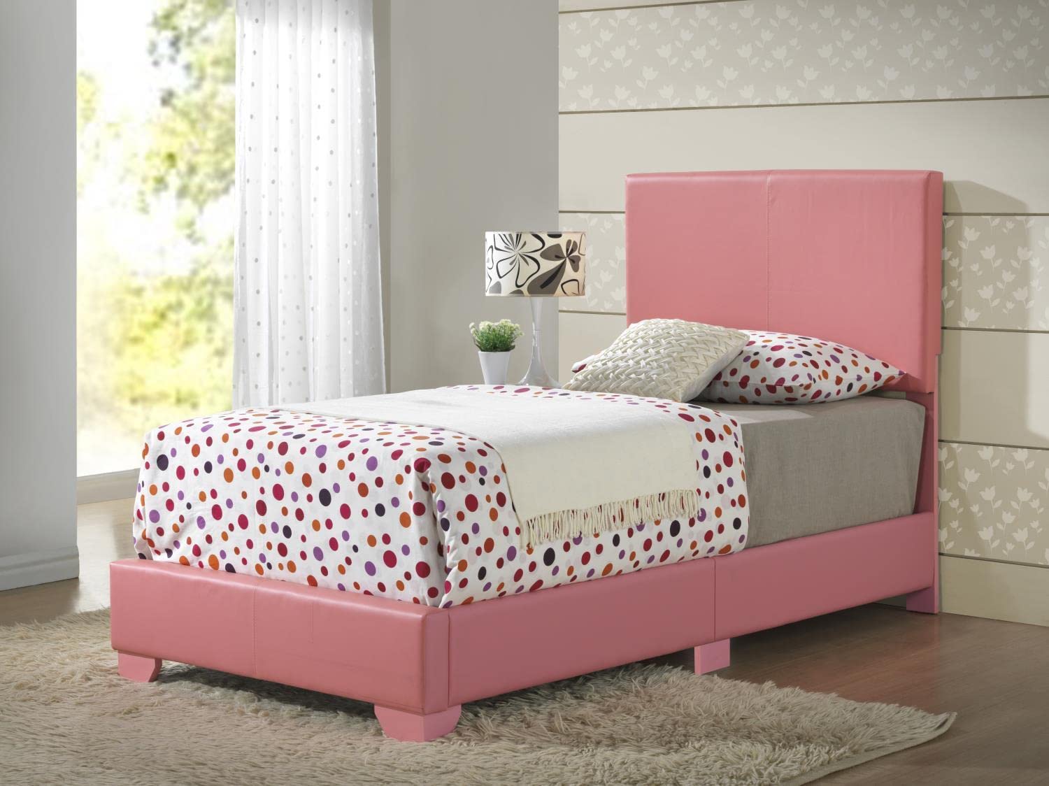 Glory Furniture G1880-TB-UP Sleigh Bed, Twin, Pink, 3 boxes