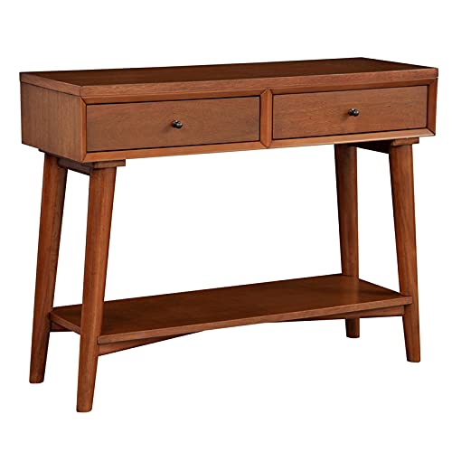 Alpine Furniture Flynn Wood Console Table with 2 Drawers in Acorn (Brown)