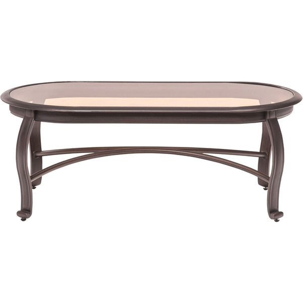 Hanover Smoked Tempered Glass Tabletop Gramercy 23-in. x 46-in. Outdoor Coffee Table, Brown