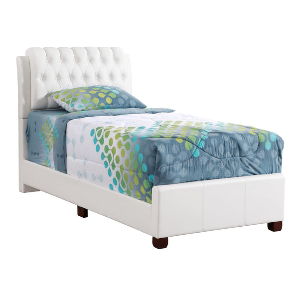 Glory Furniture Marilla Faux Leather Upholstered Twin Bed in White