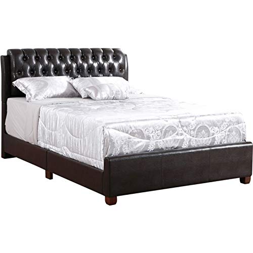 Glory Furniture Marilla Faux Leather Upholstered Full Bed in Dark Brown