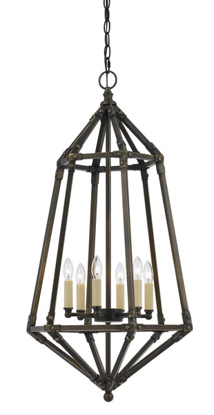 Cal Lighting FX-3594-6 Transitional Six Light Pendant from Denmark Collection in Bronze / Dark Finish, 16.50 inches