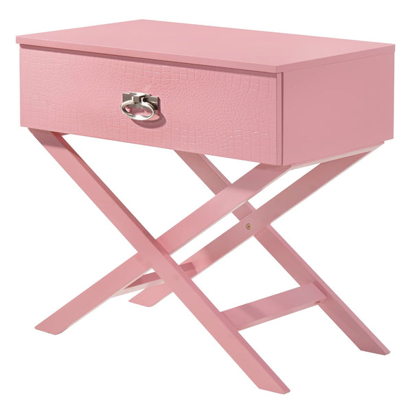 Glory Furniture Xavier 1 Drawer Nightstand in Pink