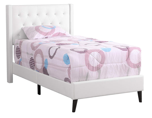 Glory Furniture Bergen Twin, White Upholstered bed,