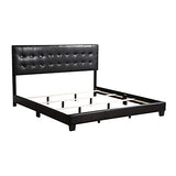 Glory Furniture Caldwell Faux Leather Panel Queen Bed in Black