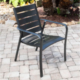 Hanover Cortino 3-Piece Grade Bistro Set with 2 Aluminum Slat-Back Dining Chairs Commercial Outdoor Furniture, Gunmetal