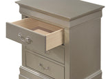 Glory Furniture 3 Drawer Nightstand, 29"H X 21"W X 16"D, Silver Champagne