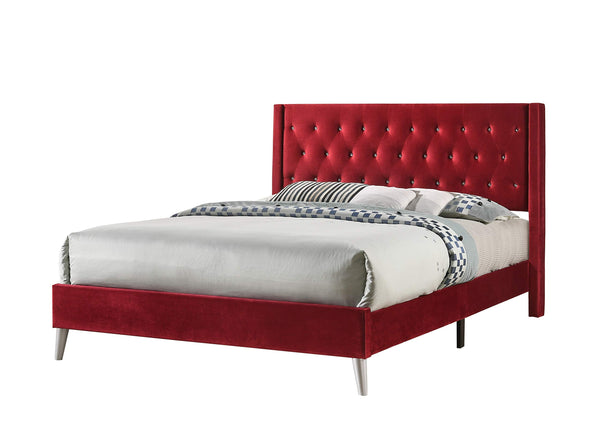 Glory Furniture Bergen Queen, Maroon Upholstered bed,