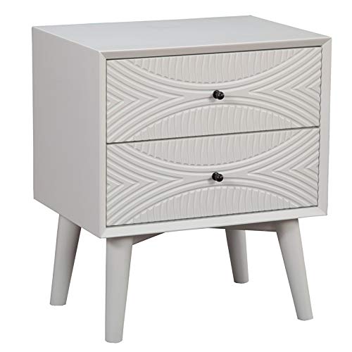 Alpine Furniture Tranquility 2 Drawer Nightstand, 22" W X 16" D X 26" H, white