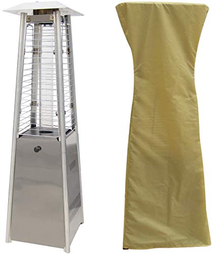 Hanover HAN0201SS-CV Mini Pyramid Tabletop Propane Patio Heater, Stainless Steel/Tan