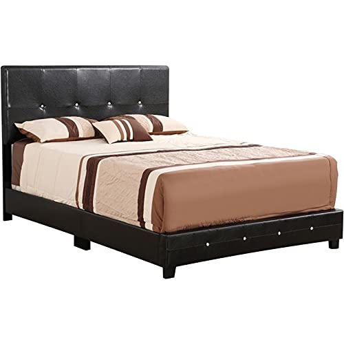 Glory Furniture Nicole Faux Leather Upholstered Queen Bed in Black