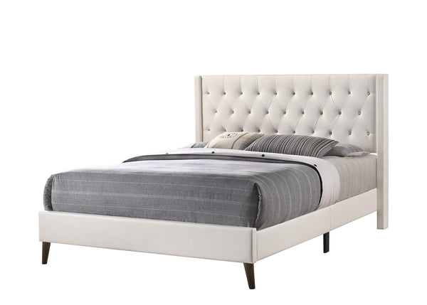 Glory Furniture Bergen Full, White Upholstered bed,