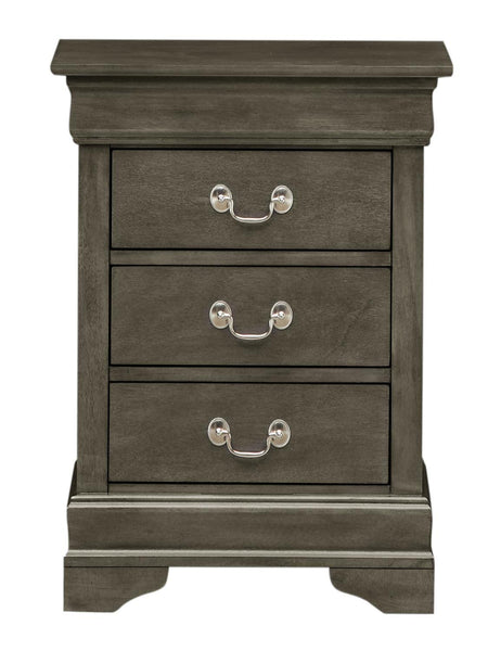 Glory Furniture 3 Drawer Nightstand, Gray