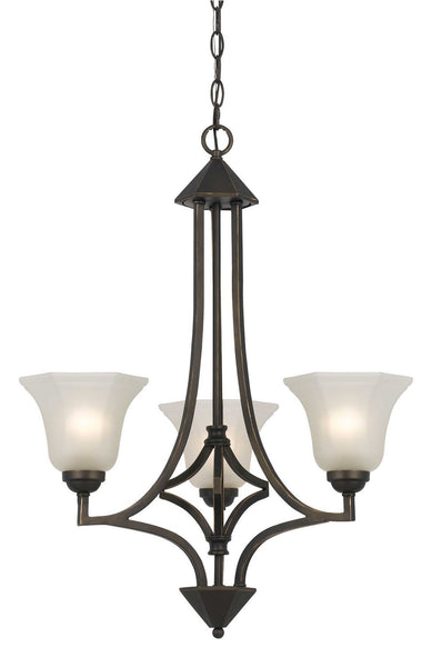 Cal Lighting FX-3551/3 Transitional Three Light Chandelier from Metal Collection in Bronze / Dark Finish, 24.25 inches