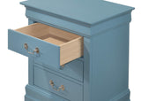 Glory Furniture 3 Drawer Nightstand, 29"H X 21"W X 16"D, Teal