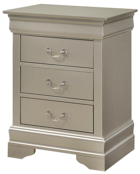 Glory Furniture 3 Drawer Nightstand, 29"H X 21"W X 16"D, Silver Champagne