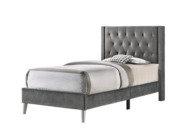 Glory Furniture Bergen Twin, Gray Upholstered bed,