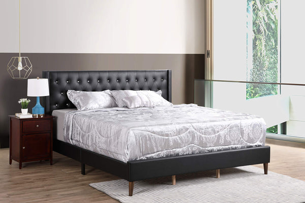 Glory Furniture Bergen , Black Queen Bed, 48"H X 67"W X 87"D,