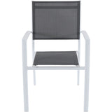 Hanover Del Mar 7-Piece Outdoor Dining Set with 6 Sling Chairs in Gray/White and a 78" x 40" Dining Table