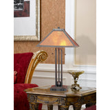 Cal Lighting BO-476 Table Lamp with Mica Glass Shades, Mattel Black Finish, 24.5" x 15" x 15", See Image , Pink