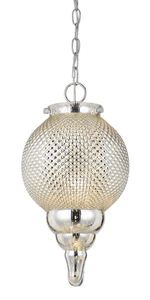 Cal Lighting FX-3572/1P Transitional One Light Pendant from Tear Drop Collection in Chrome Finish, 9.00 inches, Silver