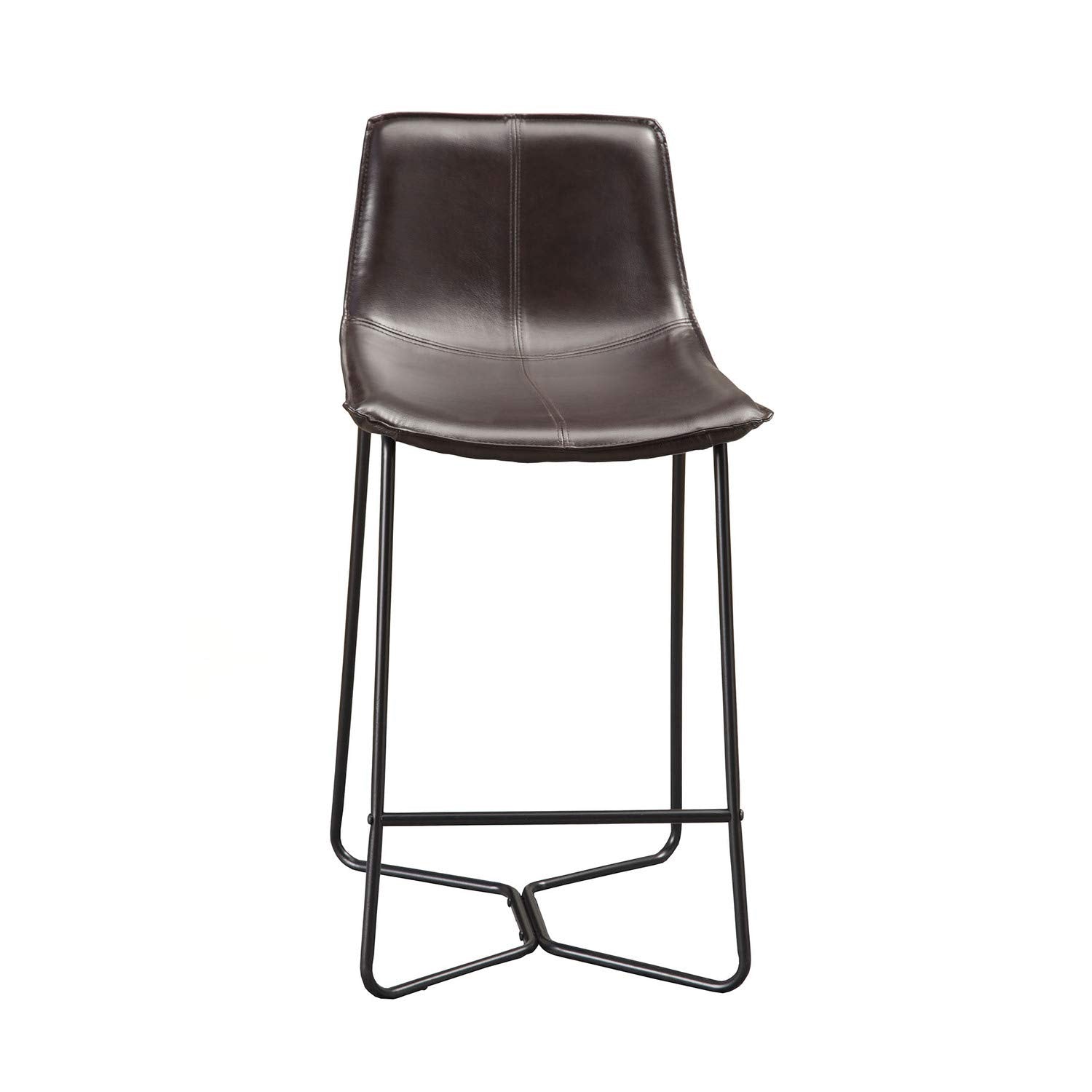 Alpine Furniture Live Edge Set of 2 Dining Metal Leg Pub Chairs in Dark Brown