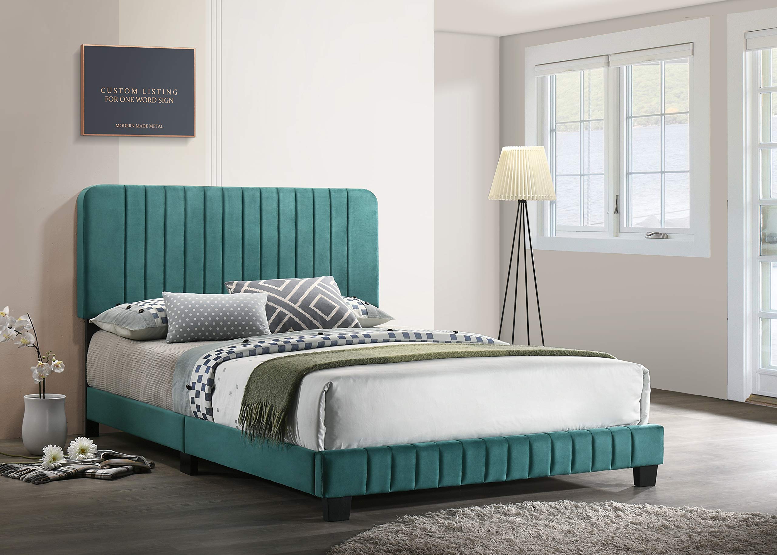 Glory Furniture Lodi , Green QUEEN BED, 48"H X 65"W X 86"D,