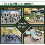 Hanover Foxhill 5-Piece Commercial-Grade Counter-Height Dining Set with 4 Sling Chairs and 42-in. Slat Table, Beige