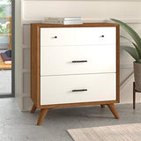 Alpine Furniture Flynn 3 Drawer Two Tone Wood Small Chest in Acorn (Brown)-White