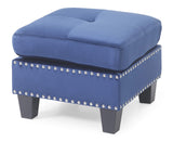 Glory Furniture Nailer Ottoman, Navy Blue. Living Room Furniture, 19" H W x 23" D