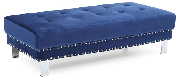 Glory Furniture Derek Ottoman, Navy Blue. Living Room Furniture 16" H x 57" W x 28" D