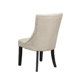 Alpine Furniture Prairie Side Chair in Cream Linen Upholstery-Set of 2