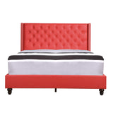 Glory Furniture Julie Faux Leather Upholstered Queen Bed in Red