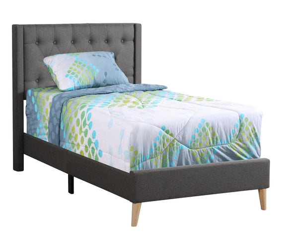 Glory Furniture Bergen Twin, Gray Upholstered bed,