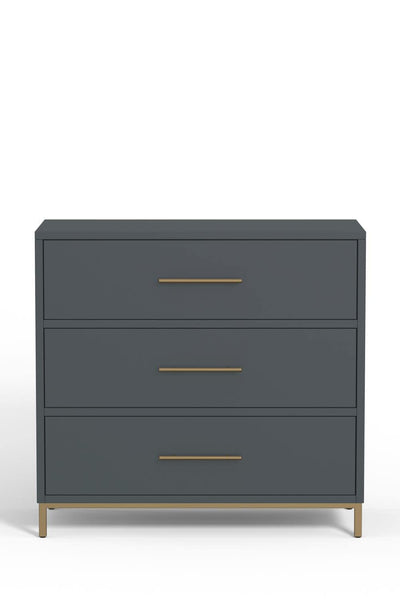 Alpine Furniture Madelyn Three Drawer Small Chest in Slate Gray