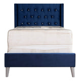 Glory Furniture Bergen Twin, Navy Blue Upholstered bed,