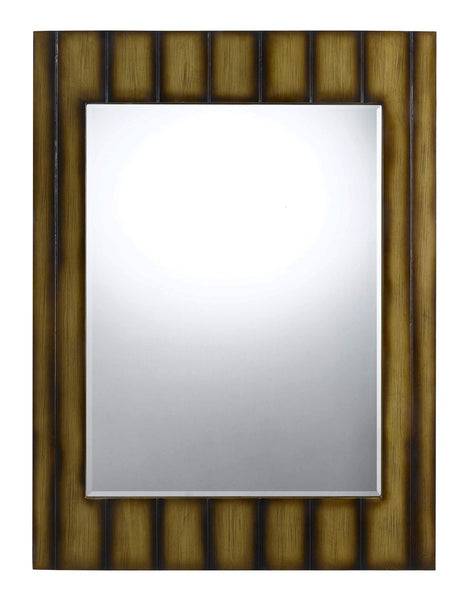 Cal Lighting WA-2171MIR Clovis Rectangular Polyurethane Beveled Mirror, Teak Finish