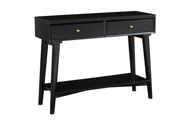 Alpine Furniture Flynn Wood Console Table with 2 Drawers in Black