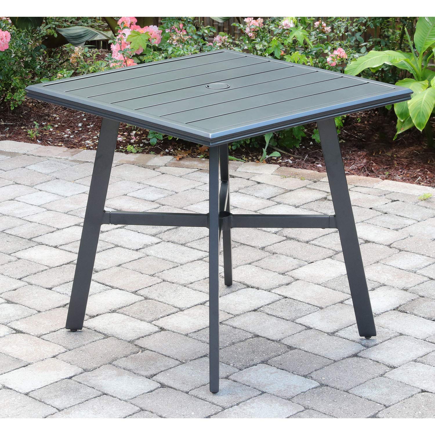 Hanover Cortino 3-Piece Grade Bistro Set Commercial Outdoor Furniture, Gunmetal