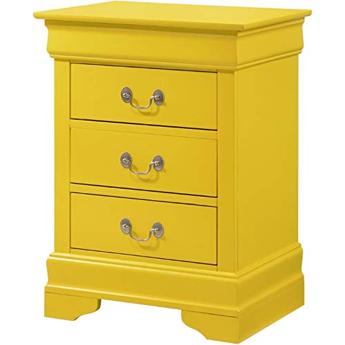Glory Furniture 3 Drawer Nightstand, 29"H X 21"W X 16"D, Yellow