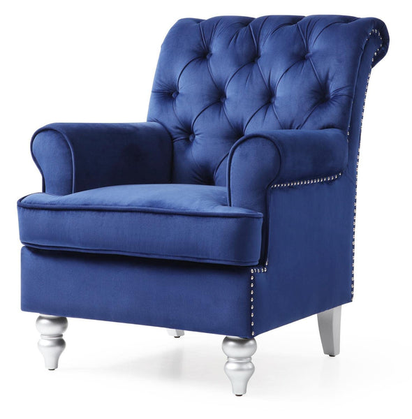 Glory Furniture Anna , Gray Accent Arm Chair, 37"H X 32"W X 35"D, Blue
