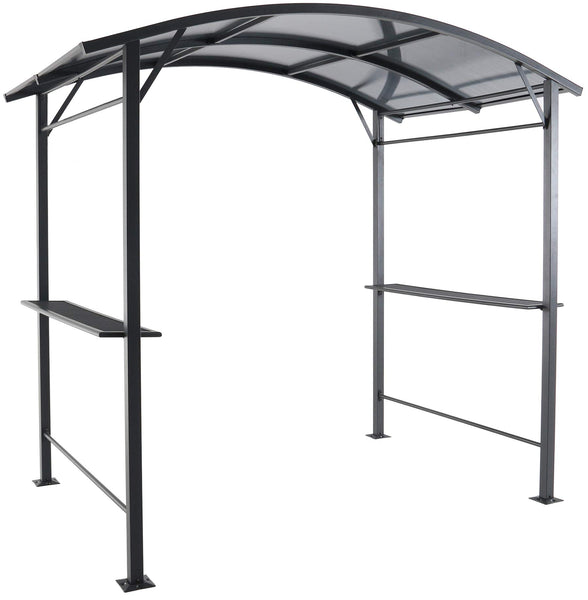 Hanover Outdoor Grill Gazebo 7.5' x 4.9' Hard Top Aluminum with Built-in Shelves, BBQ, UV Protected, HANGRGAZ-Gry